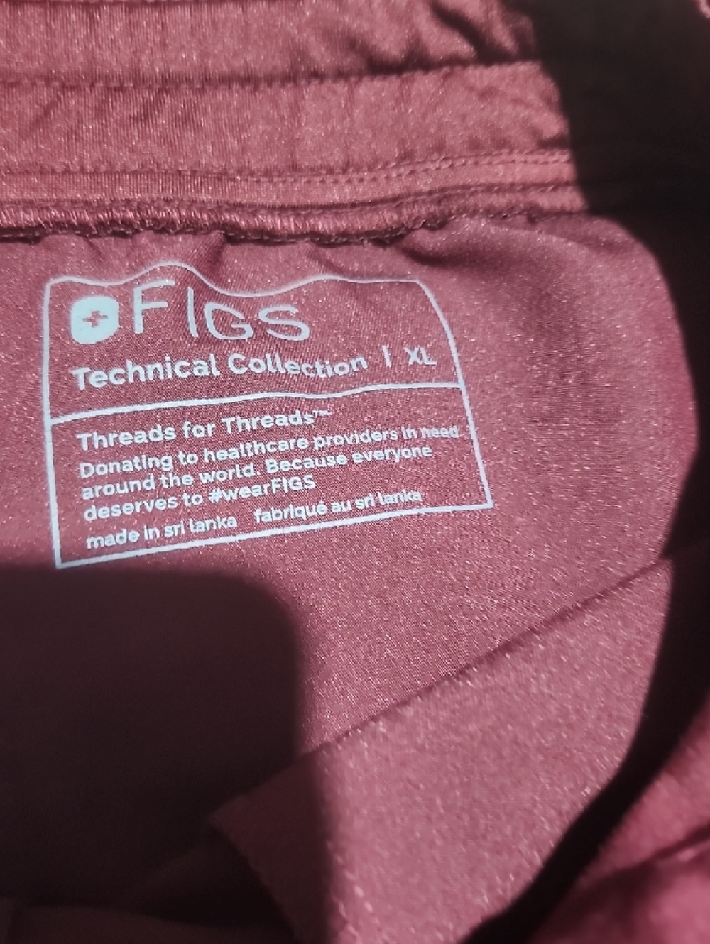 FIGS Wine Burgundy Scrub Top and Jogger Pants - Picture 3 of 5